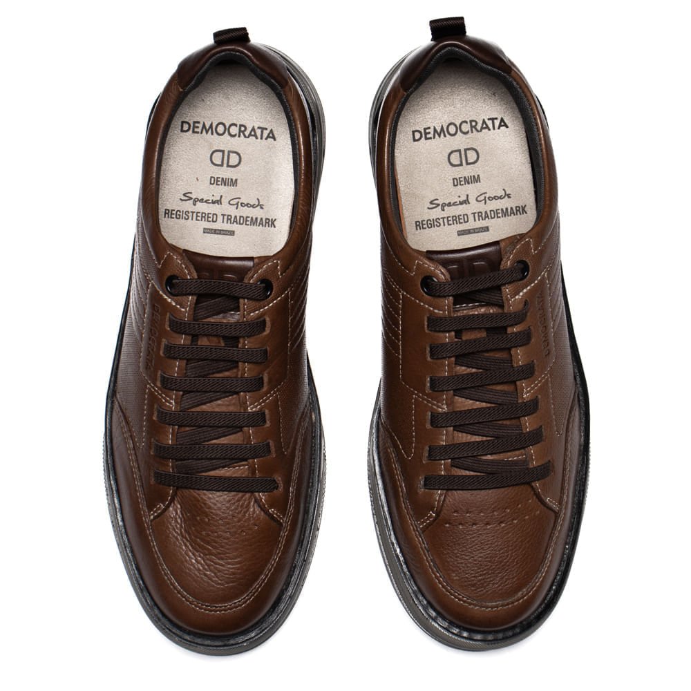 Sapatênis Masculino Democrata Dylan Couro Marrom Marrom 4