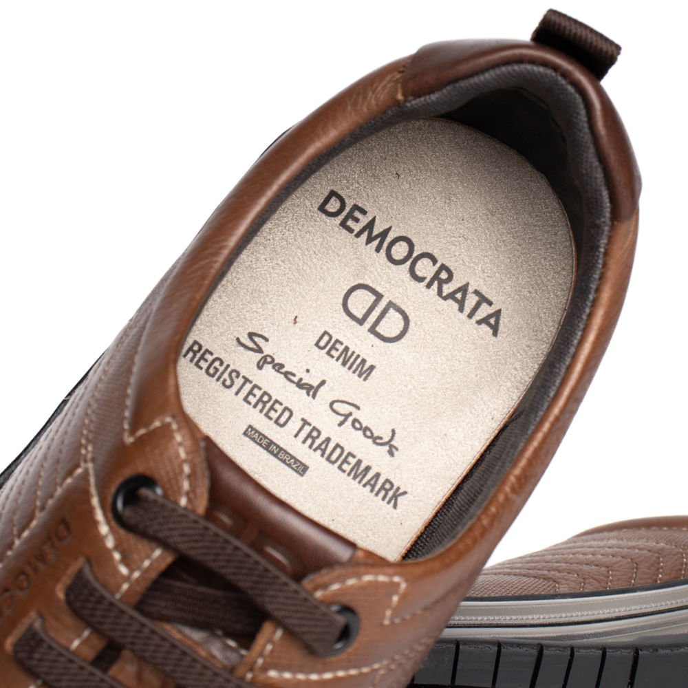Sapatênis Masculino Democrata Dylan Couro Marrom Marrom 6