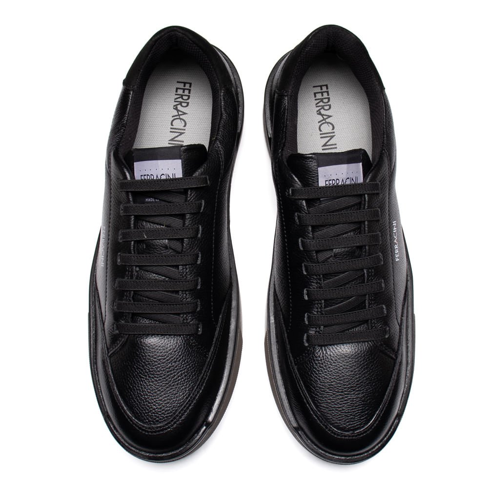 Sapatênis Masculino Ferracini Milan Couro Preto Preto 4
