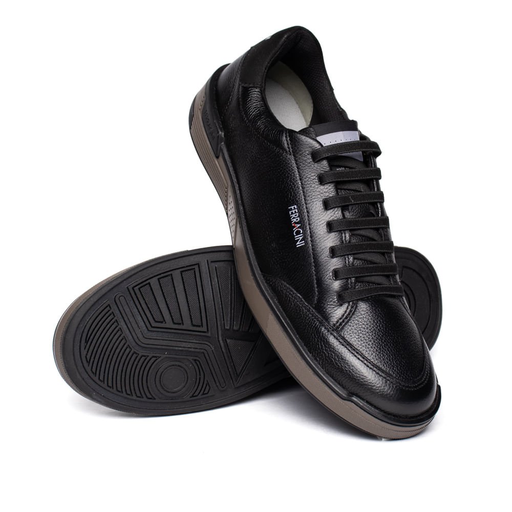 Sapatênis Masculino Ferracini Milan Couro Preto Preto 5