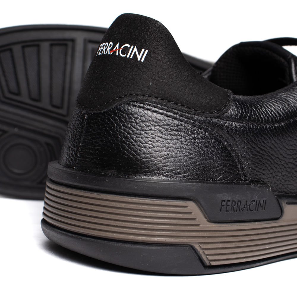 Sapatênis Masculino Ferracini Milan Couro Preto Preto 6