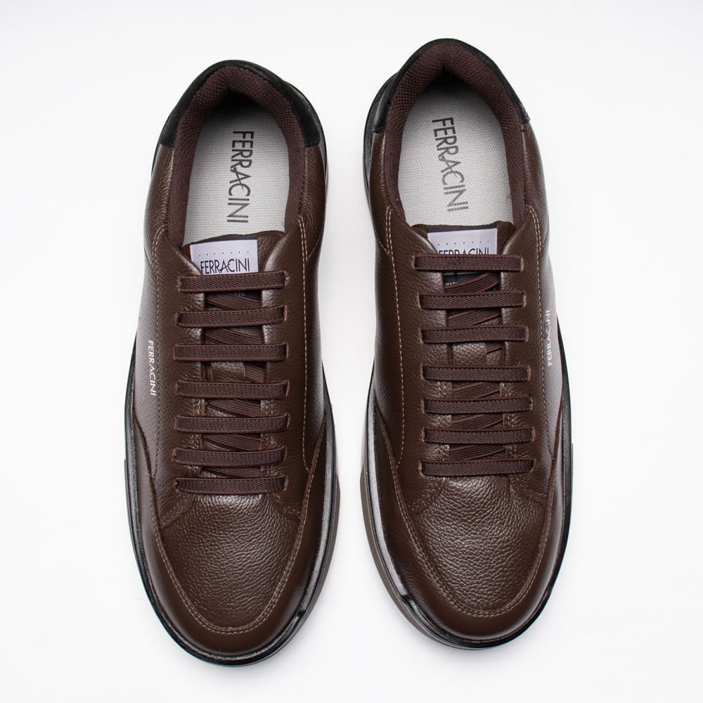 Sapatênis Masculino Ferracini Milan Couro Marrom Marrom 4