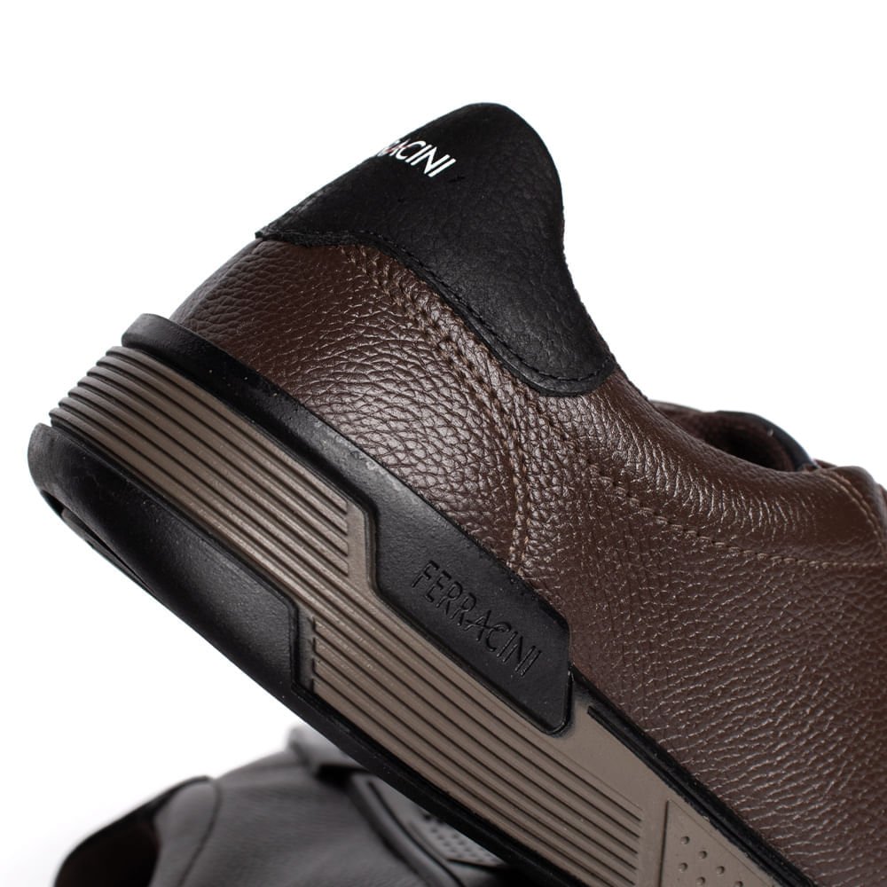 Sapatênis Masculino Ferracini Milan Couro Marrom Marrom 5