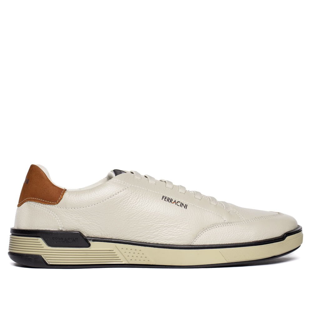 Sapatênis Masculino Ferracini Milan Couro Bege Claro