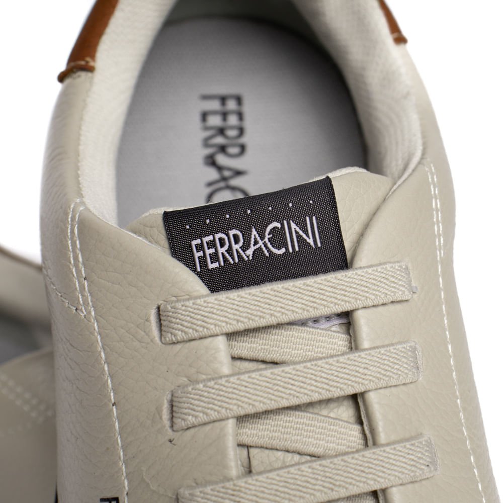 Sapatênis Masculino Ferracini Milan Couro Bege Claro Bege 5