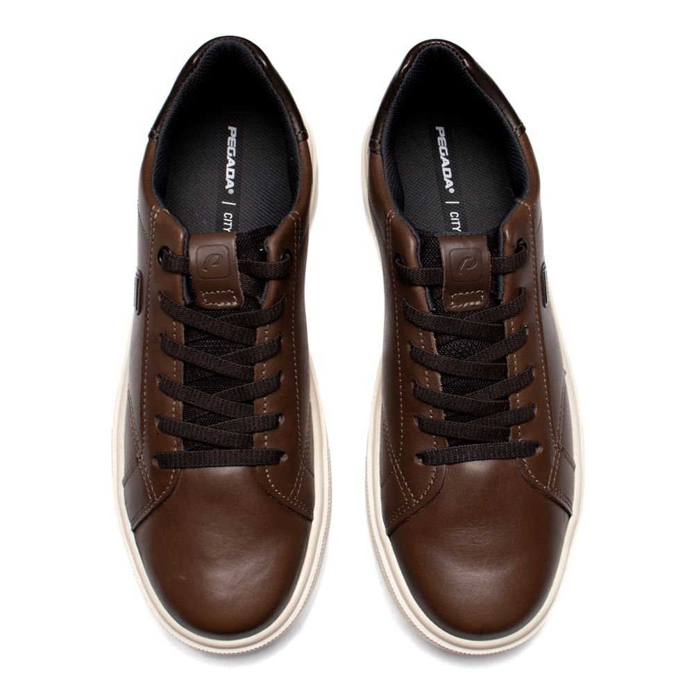 Sapatênis Masculino Pegada Stretch Couro Marrom/Branco Marrom 4