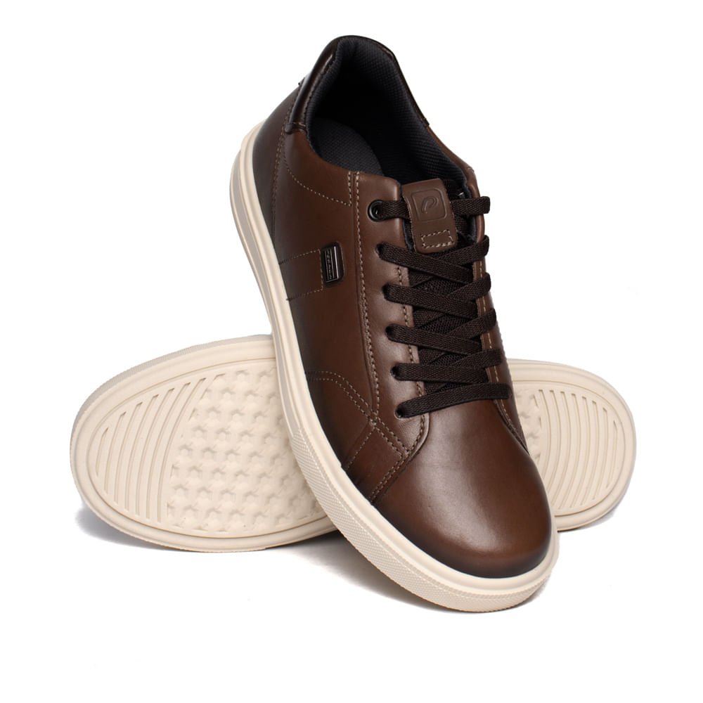 Sapatênis Masculino Pegada Stretch Couro Marrom/Branco Marrom 5