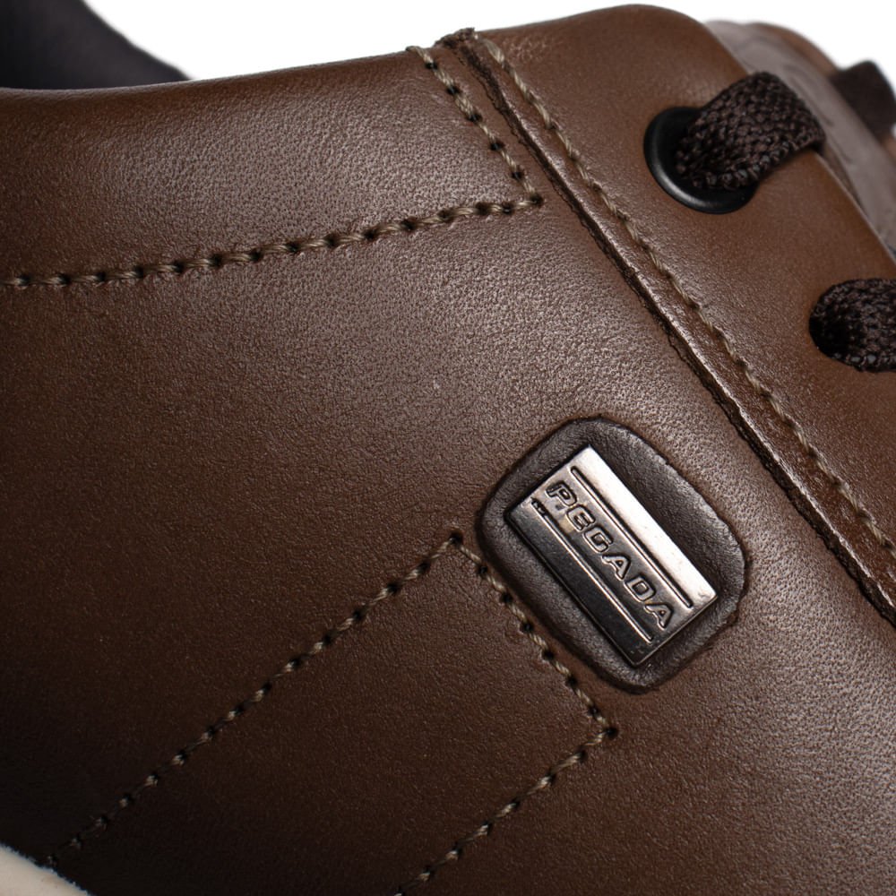 Sapatênis Masculino Pegada Stretch Couro Marrom/Branco Marrom 6