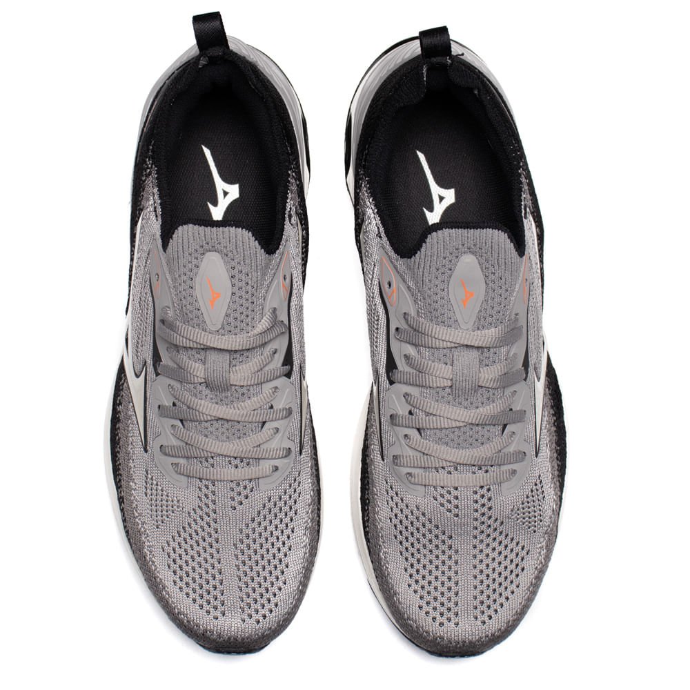 Tênis Masculino Mizuno Wave Mirai 8 Knit Cinza/Preto Cinza/Preto 4