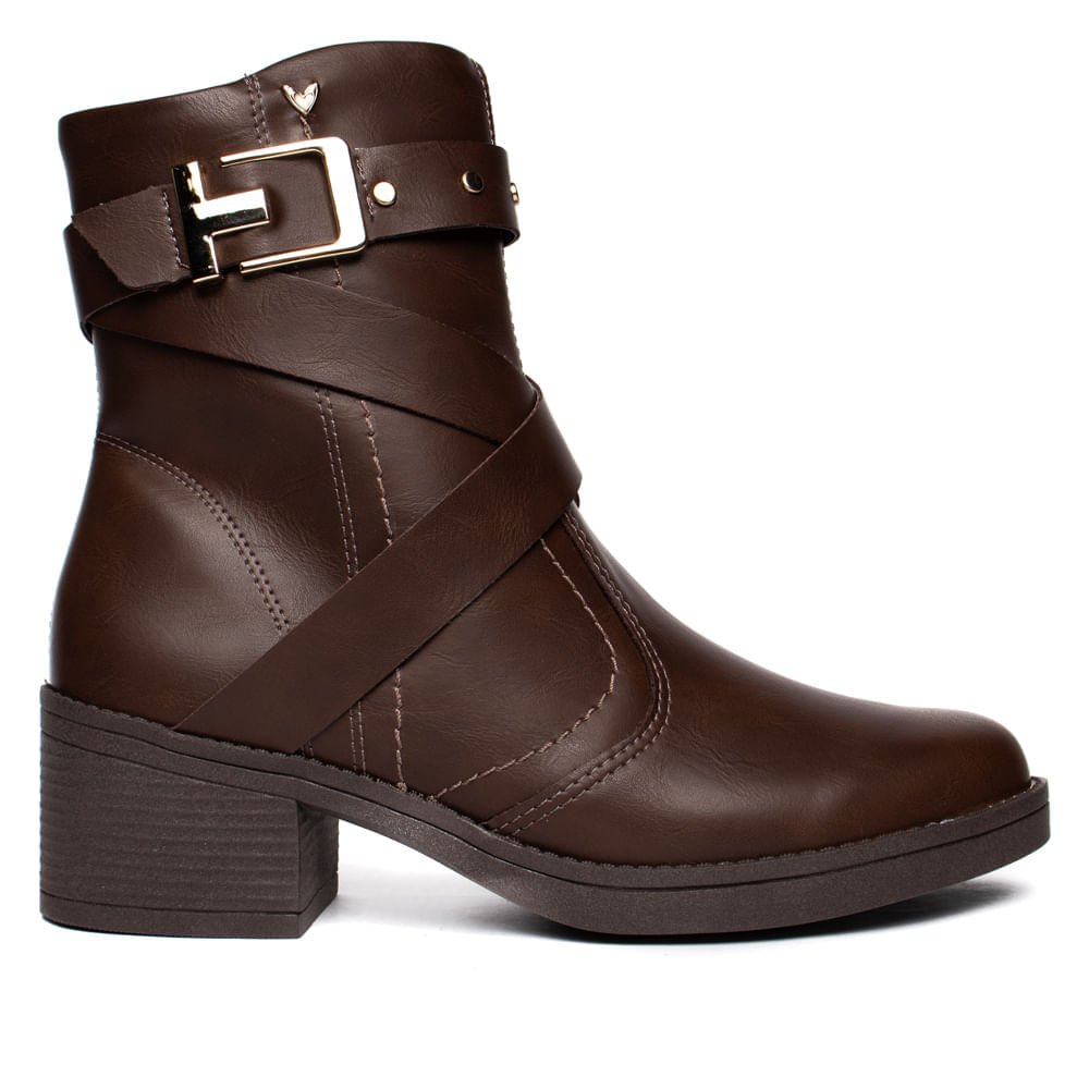 Bota Cano Médio Feminina Mississipi Napa Tiras Marrom