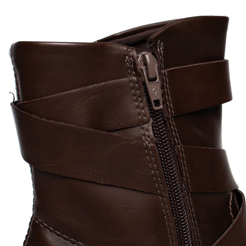 Bota Cano Médio Feminina Mississipi Napa Tiras Marrom Marrom 5