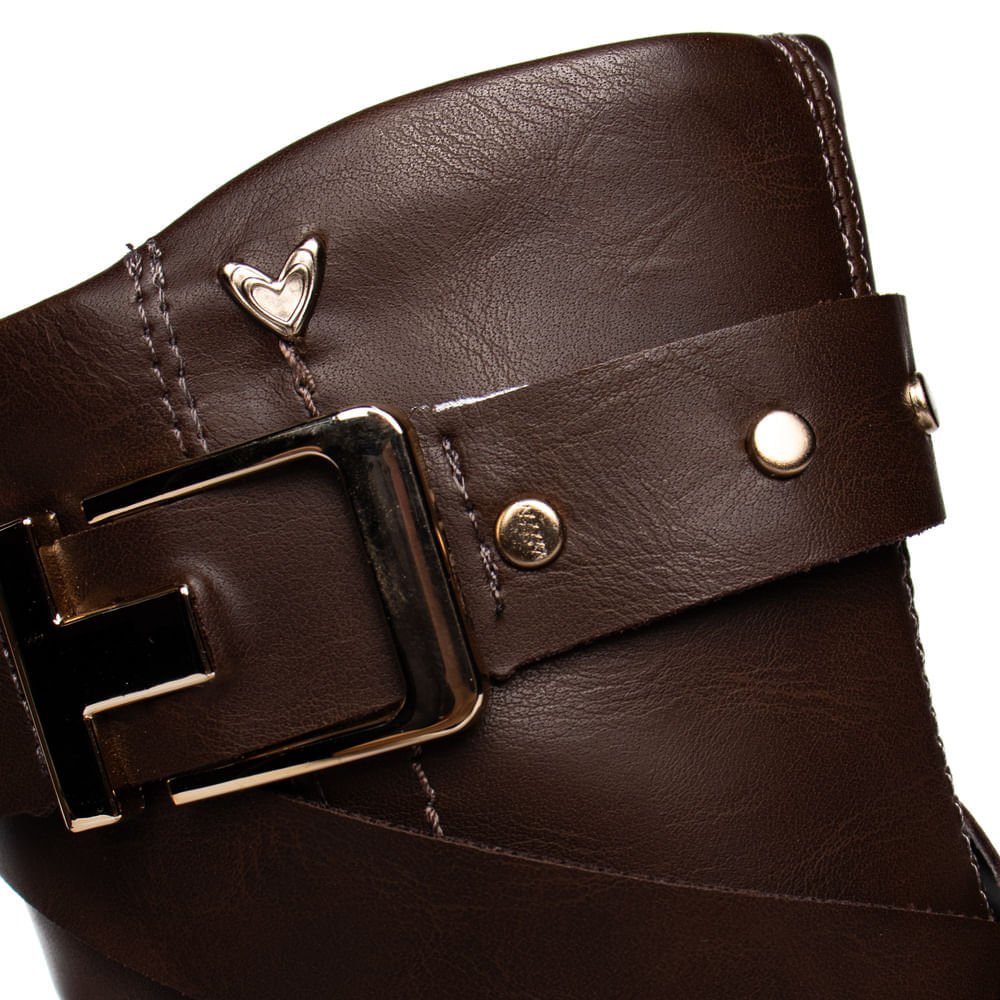 Bota Cano Médio Feminina Mississipi Napa Tiras Marrom Marrom 6