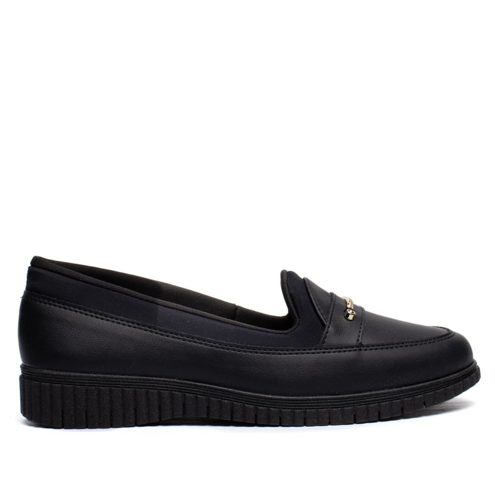 Mocassim Feminino Campesí Loafer Napa Conforto Preto
