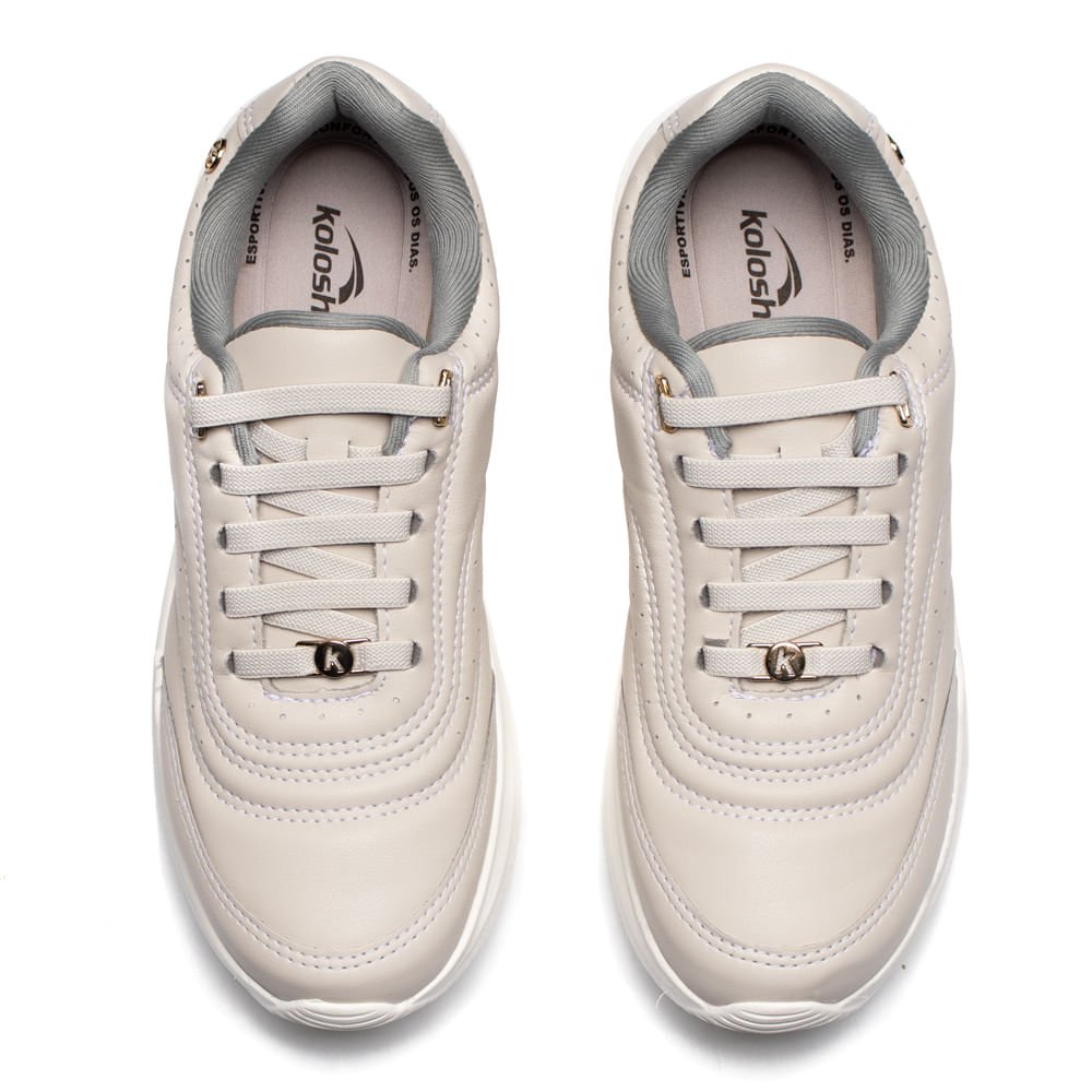 Tênis Feminino Kolosh Esportivo Calce Fácil Cinza Claro Cinza Claro 4