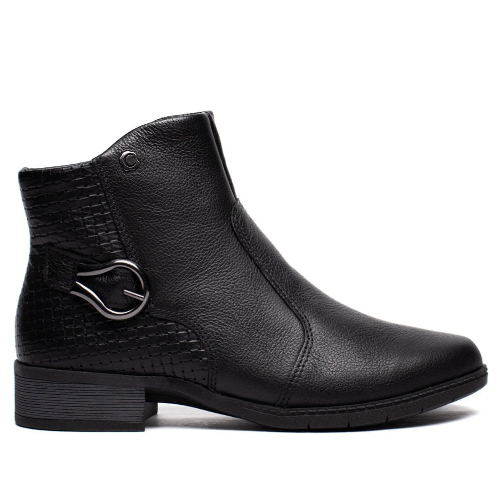 Bota Feminina Campesí Cano Curto Couro Preto