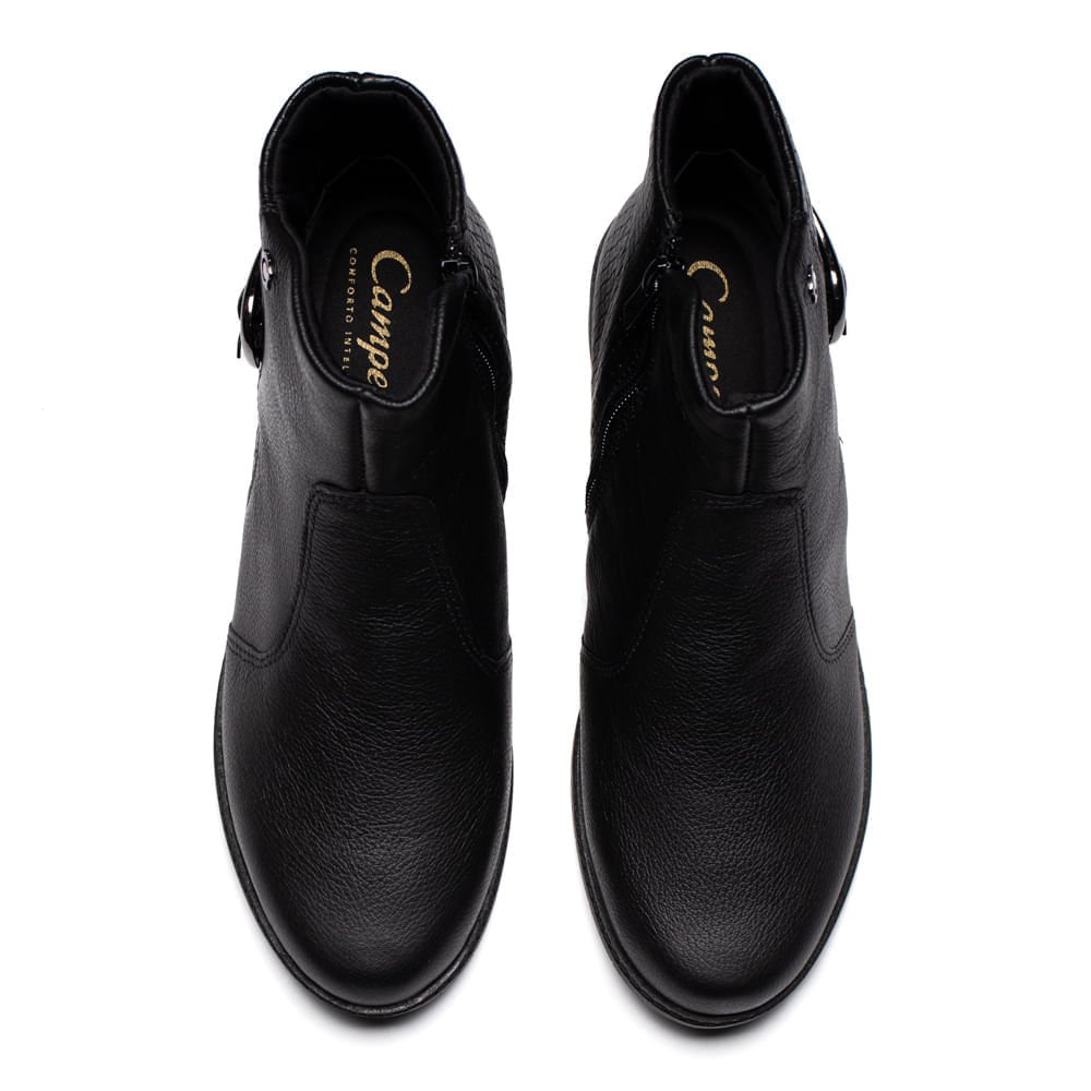 Bota Feminina Campesí Cano Curto Couro Preto Preto 4