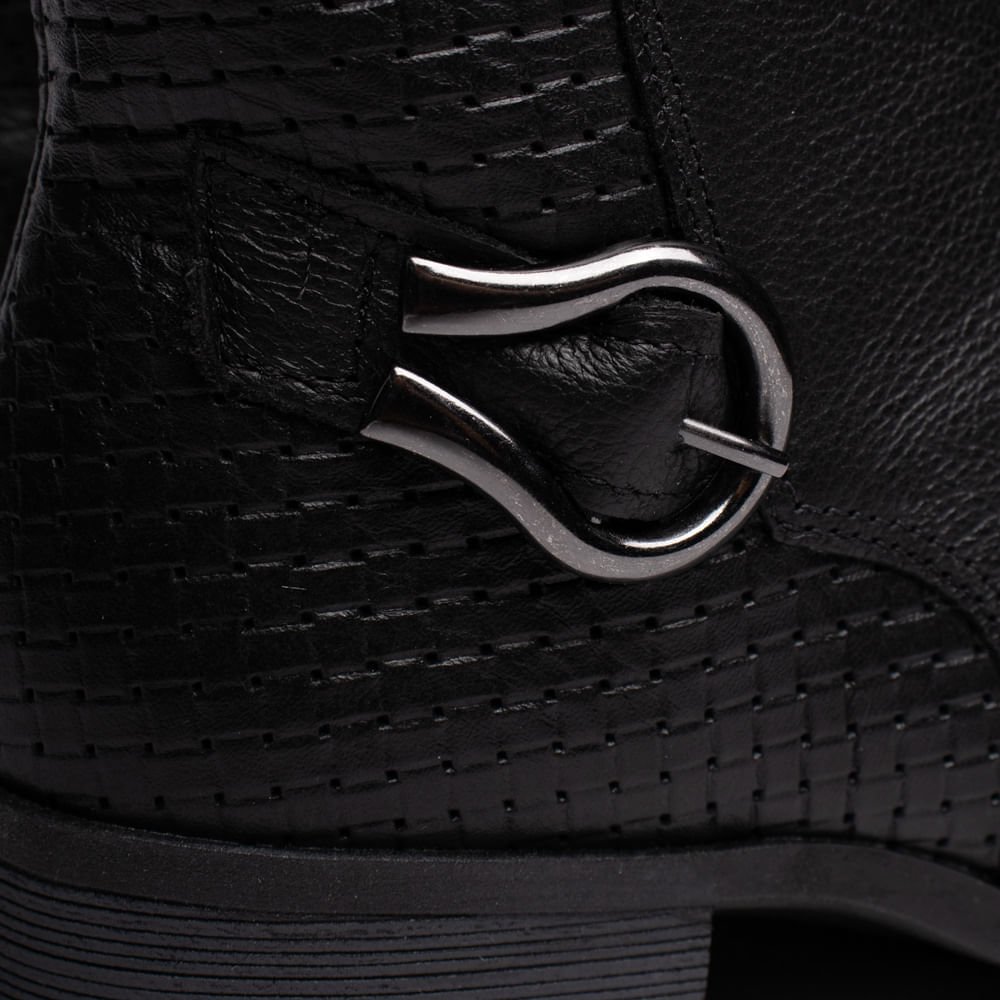 Bota Feminina Campesí Cano Curto Couro Preto Preto 6