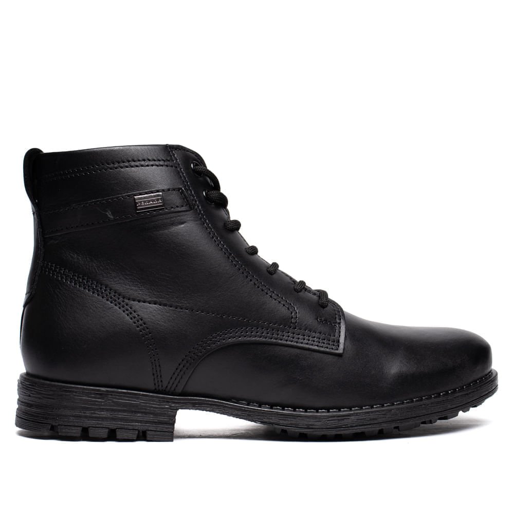 Coturno Masculino Pegada Stretch Couro Amortech Preto