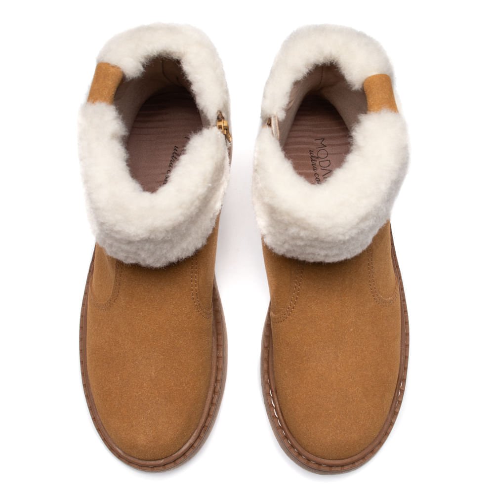 Bota Cano Médio Feminina Modare Camurção Caramelo Caramelo 4