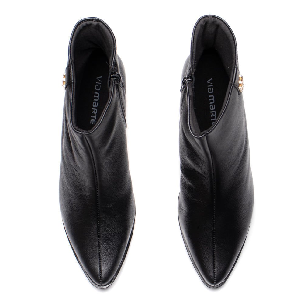 Bota Feminina Via Marte Cano Curto Couro Preto Preto 4