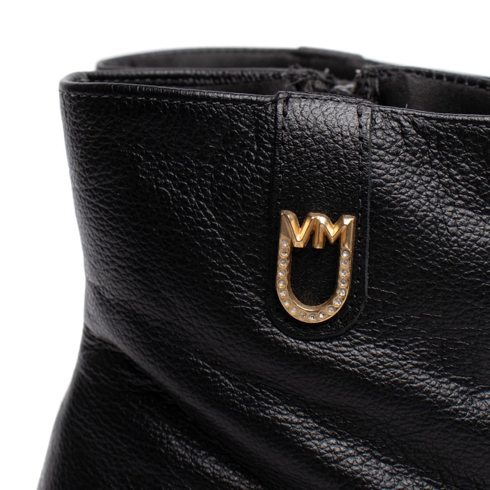Bota Feminina Via Marte Cano Curto Couro Preto Preto 5