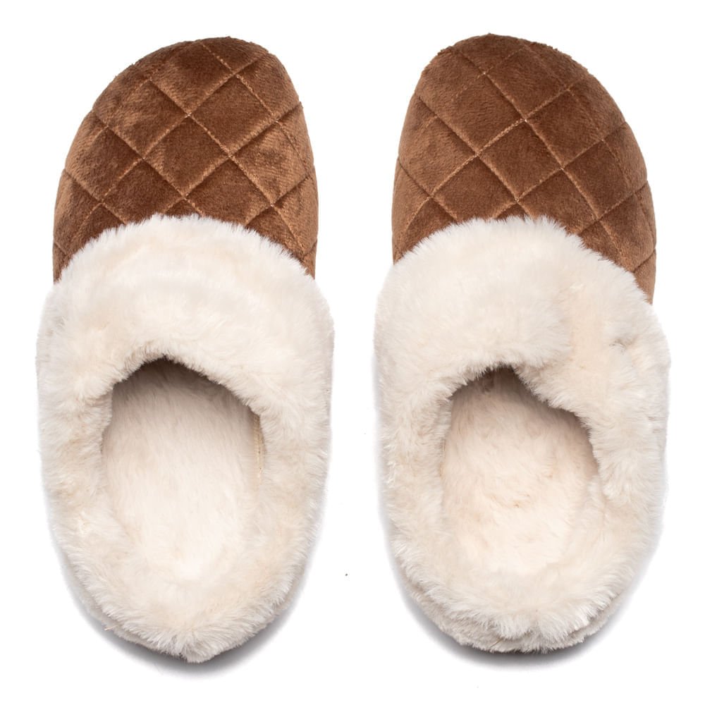 Pantufa Feminina Pegada Atoalhado Marrom/Bege Marrom/Bege 4