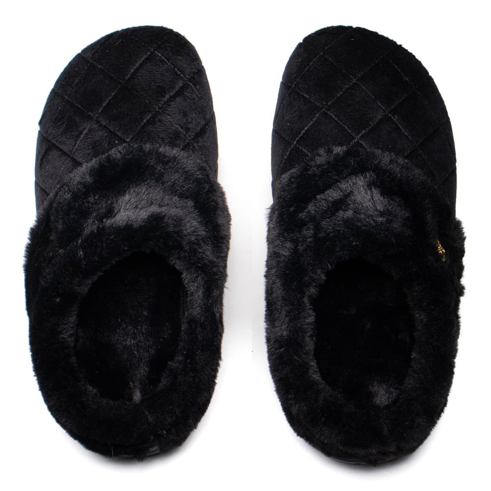 Pantufa Unissex Pegada Atoalhado Preto Preto 4