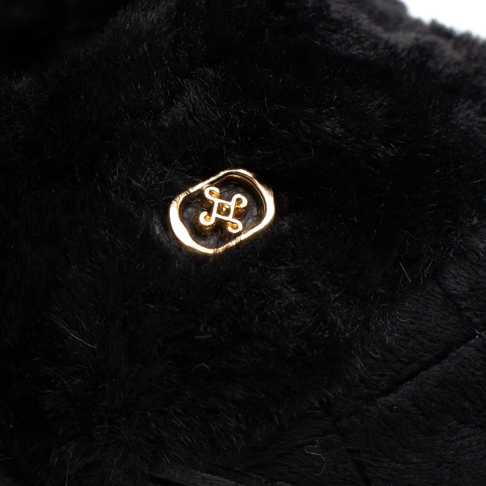 Pantufa Unissex Pegada Atoalhado Preto Preto 5