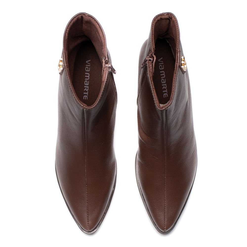 Bota Feminina Via Marte Cano Curto Couro Marrom Marrom 4