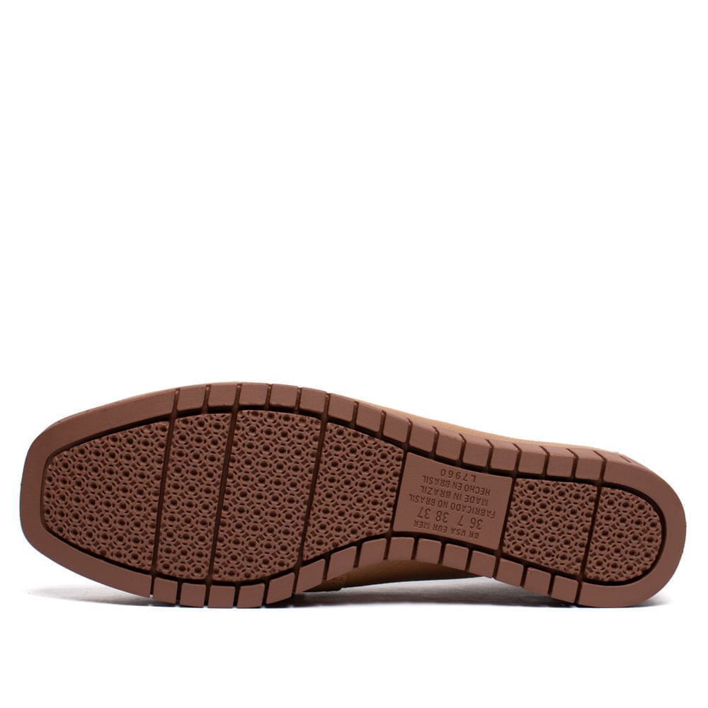 Mocassim Feminino Campesí Couro Flatform Caramelo/Dourado Caramelo 2
