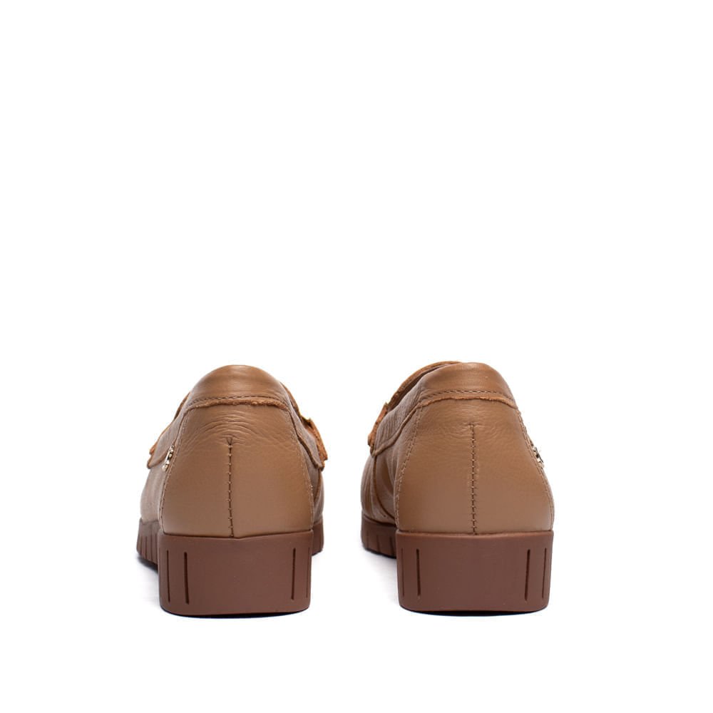 Mocassim Feminino Campesí Couro Flatform Caramelo/Dourado Caramelo 3