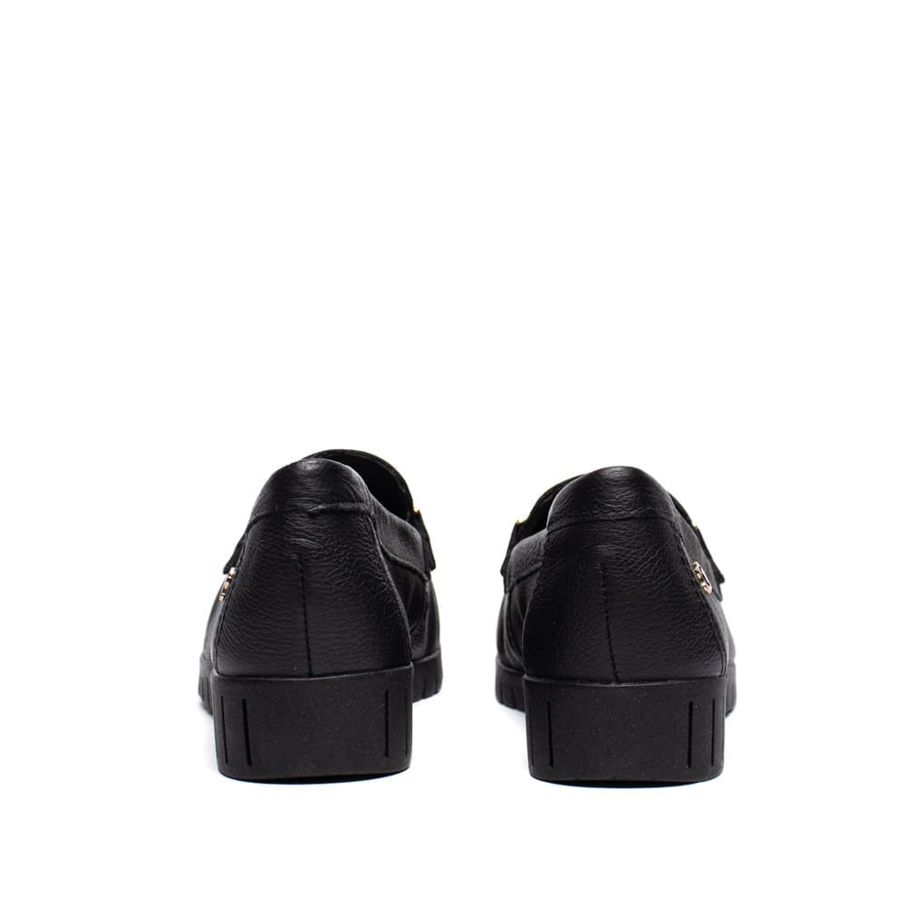 Mocassim Feminino Campesí Couro Flatform Preto/Dourado Preto 3