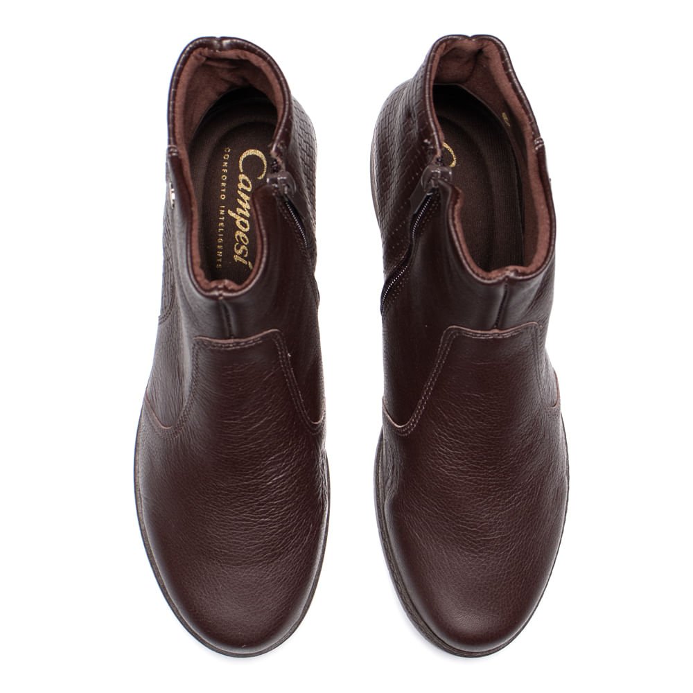 Bota Feminina Campesí Couro Salto Bloco Marrom Marrom 4