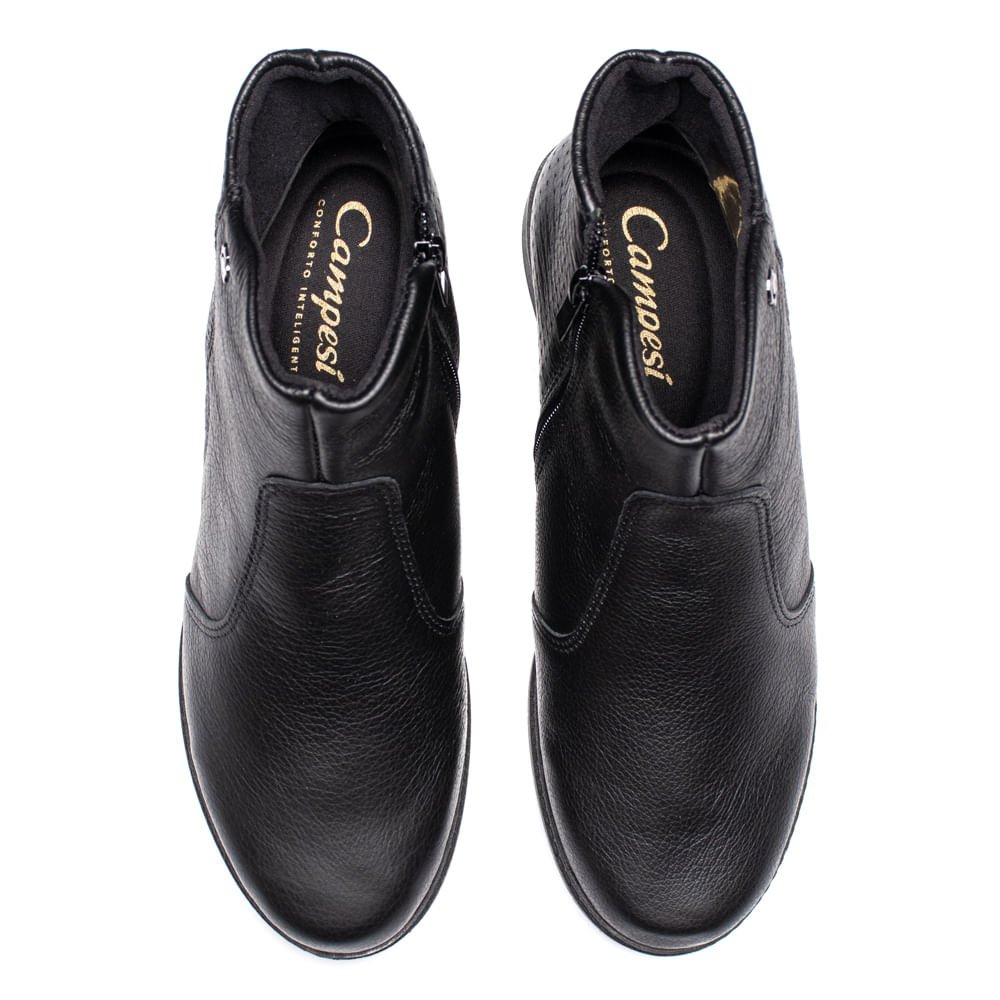 Bota Feminina Campesí Couro Salto Bloco Preto Preto 4