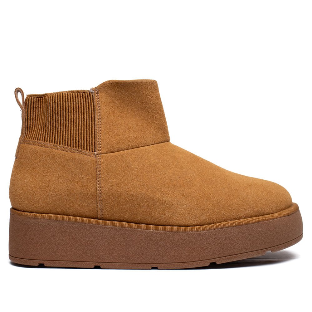Bota Cano Curto Feminina Vizzano Camurção Caramelo