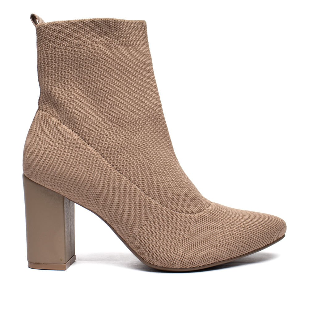 Bota Feminina Via Marte Tec. Knit Sock Boot Marrom Claro