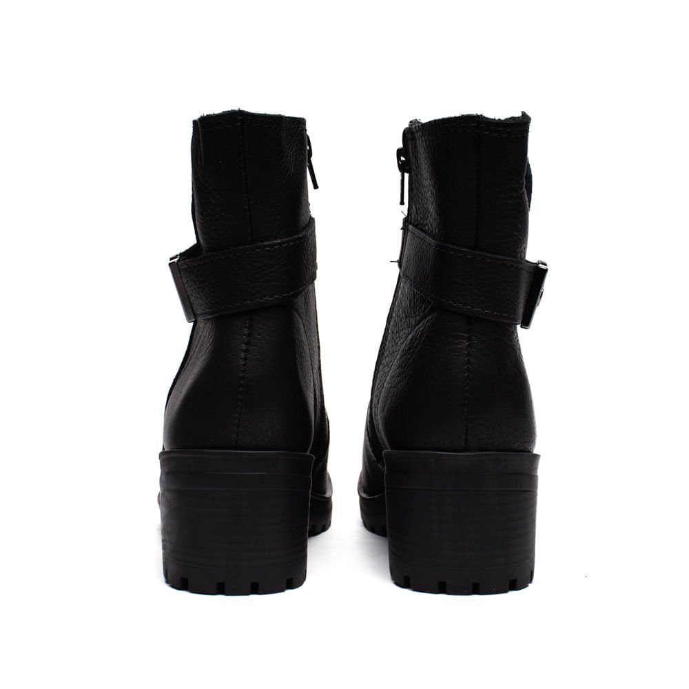 Bota Feminina Bottero Cano Curto Couro Burnished Preto Preto 3