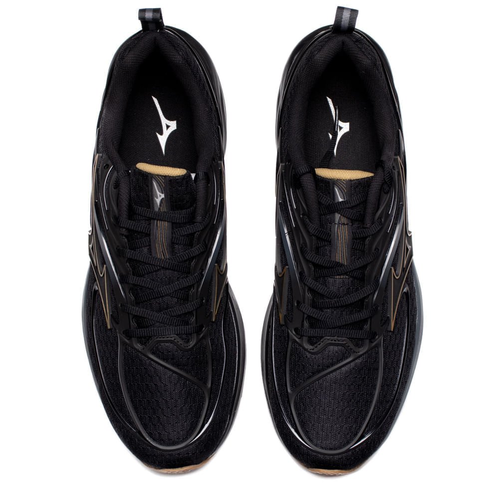 Tênis Masculino Mizuno Space 6 Corrida Preto/Dourado Preto 4