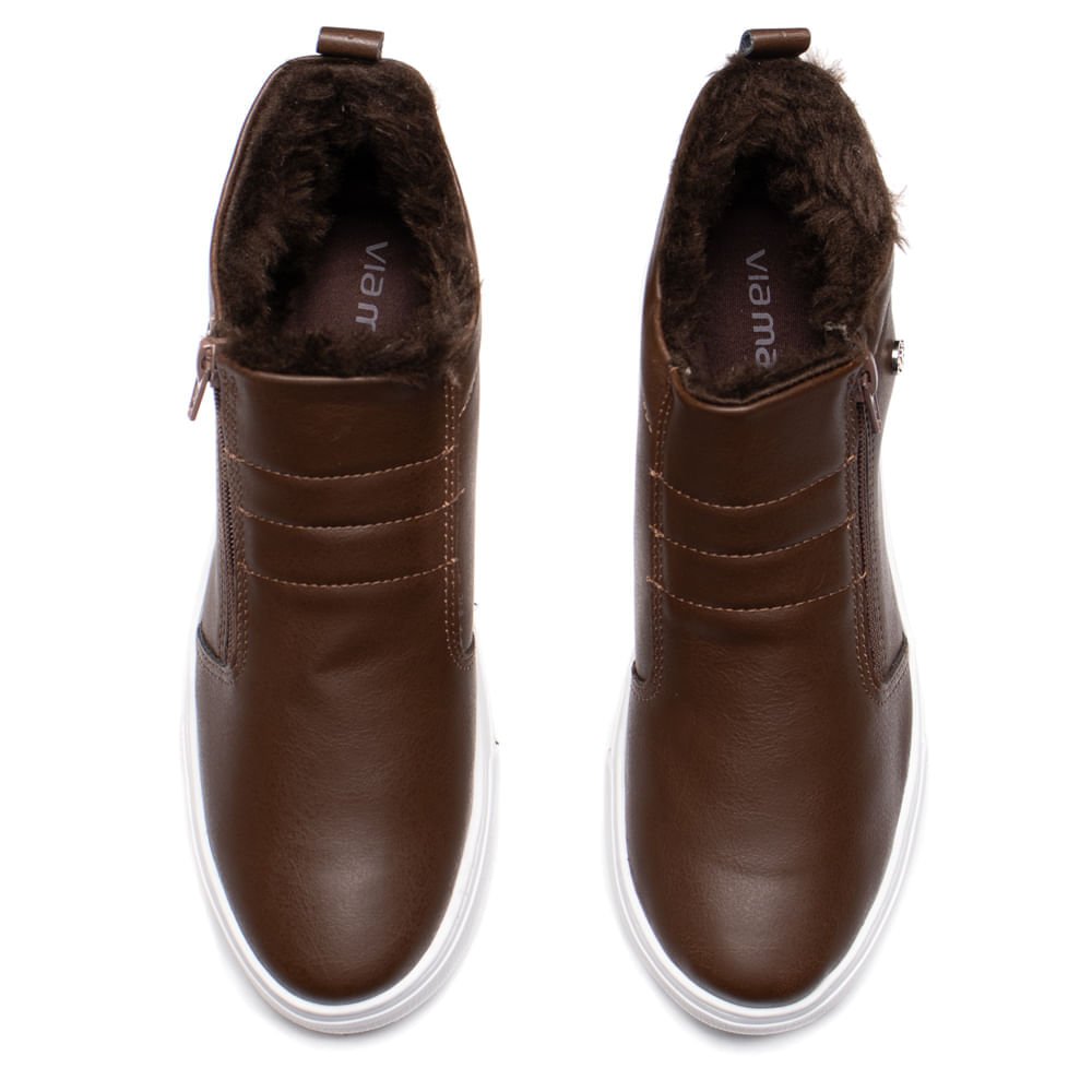 Tênis Feminino Via Marte Botinha Casual Marrom/Branco Marrom 4