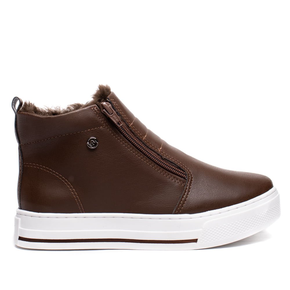 Tênis Feminino Via Marte Botinha Casual Marrom/Branco