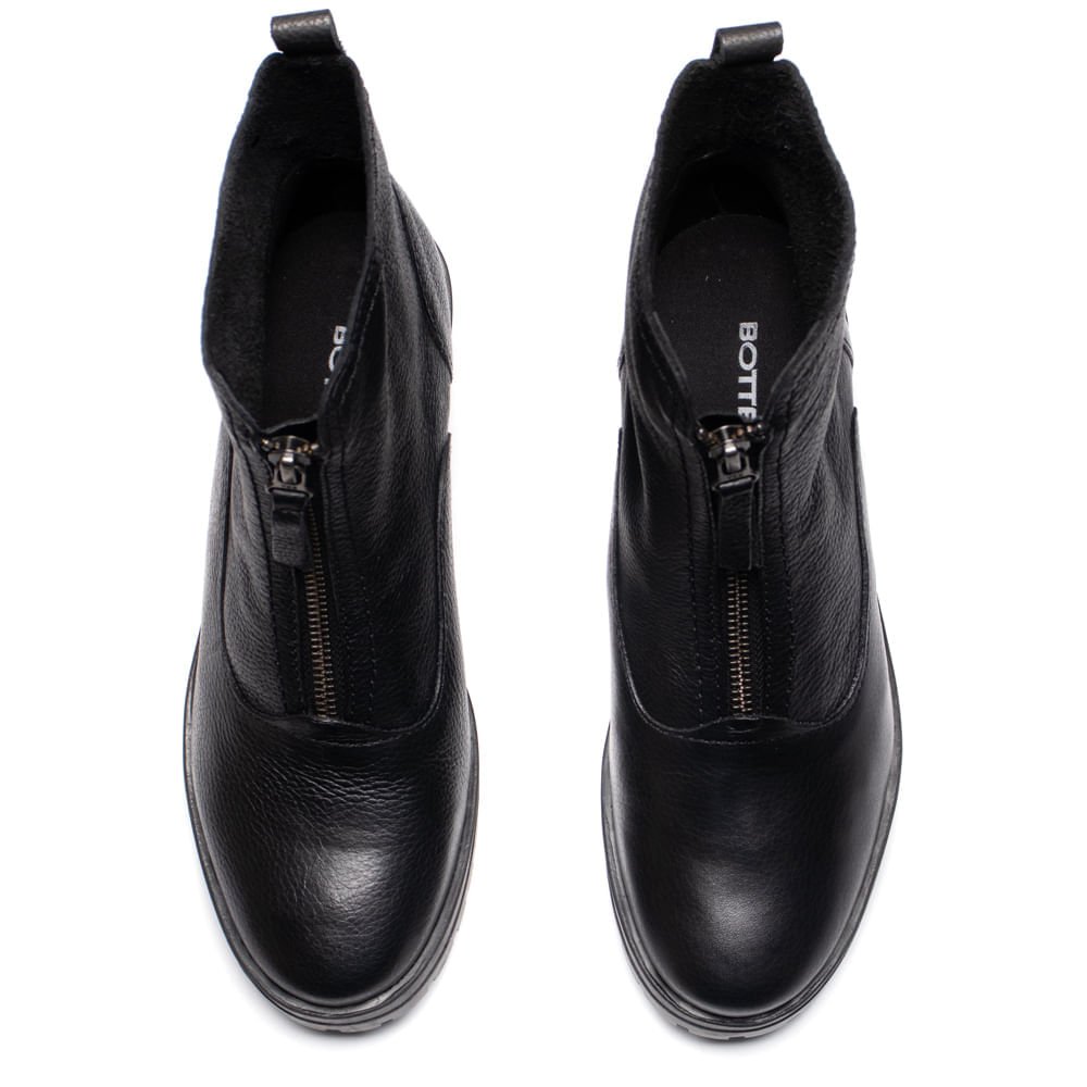 Bota Feminina Bottero Couro Burnish Fechamento Frontal Preto Preto 4