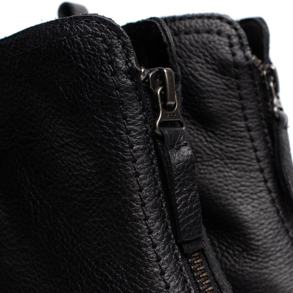 Bota Feminina Bottero Couro Burnish Fechamento Frontal Preto Preto 5