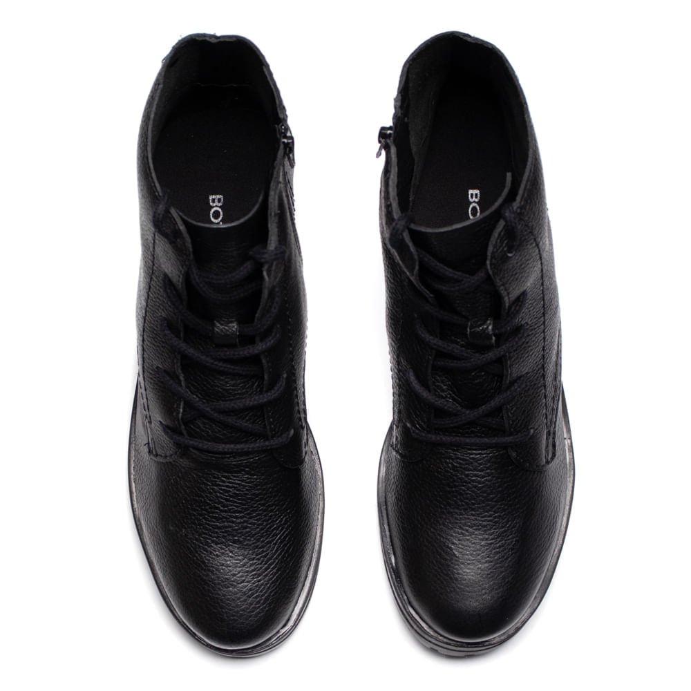 Coturno Feminino Bottero Couro Burnish Preto Preto 4