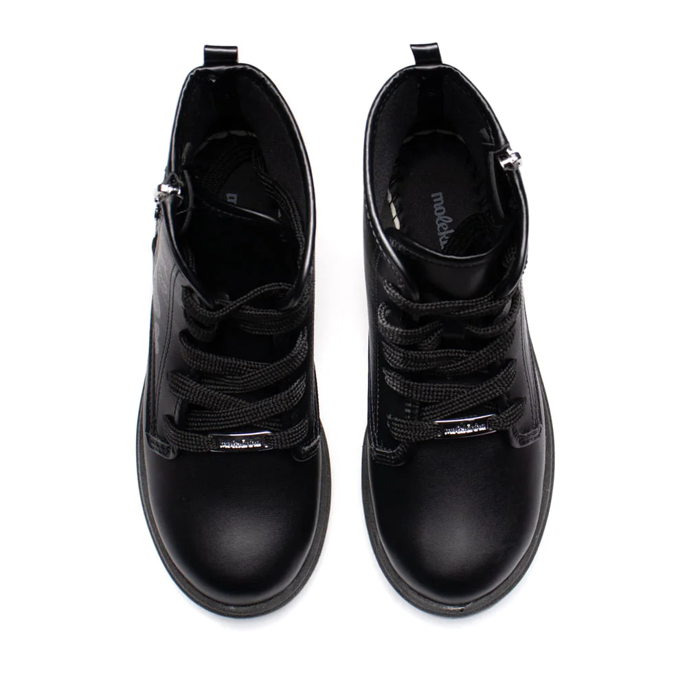 Bota Infantil Molekinha Cano Médio Gravuras Preto/Cinza Preto 4
