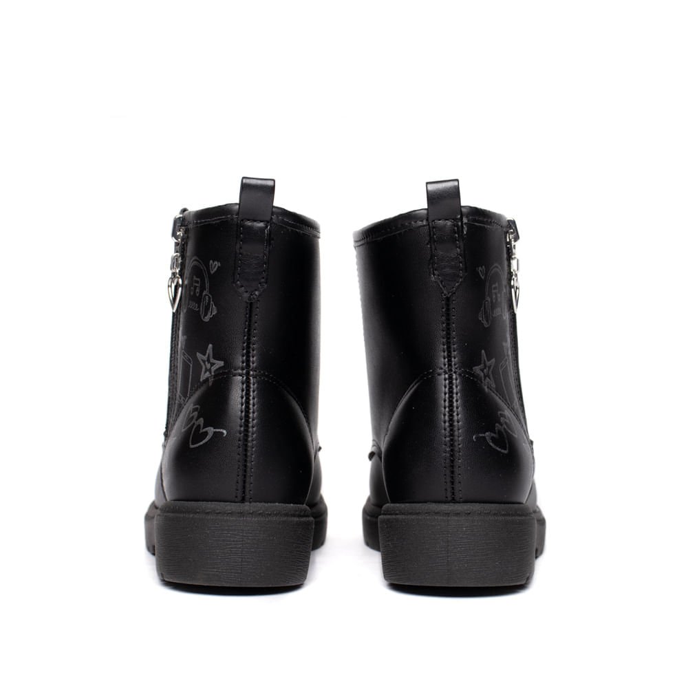 Bota Infantil Molekinha Cano Médio Gravuras Preto/Cinza Preto 3