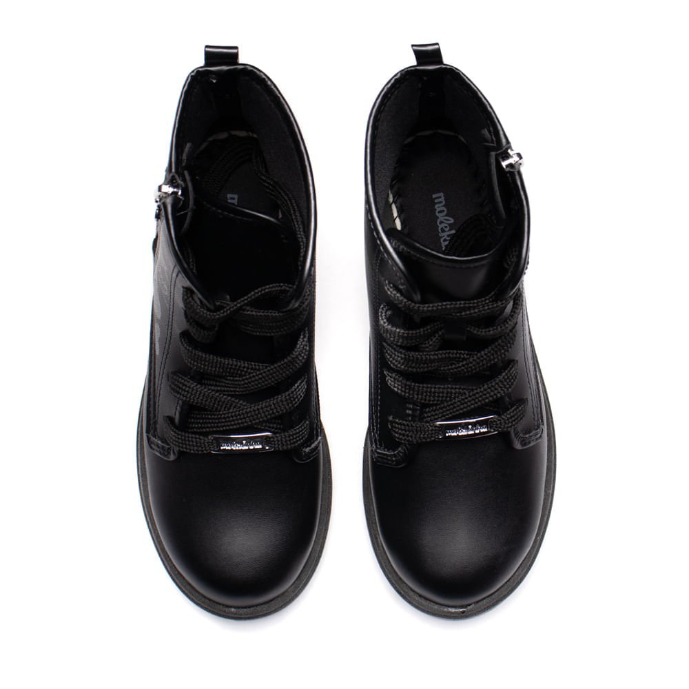 Bota Infantil Molekinha Cano Médio Gravuras Preto/Cinza Preto 4