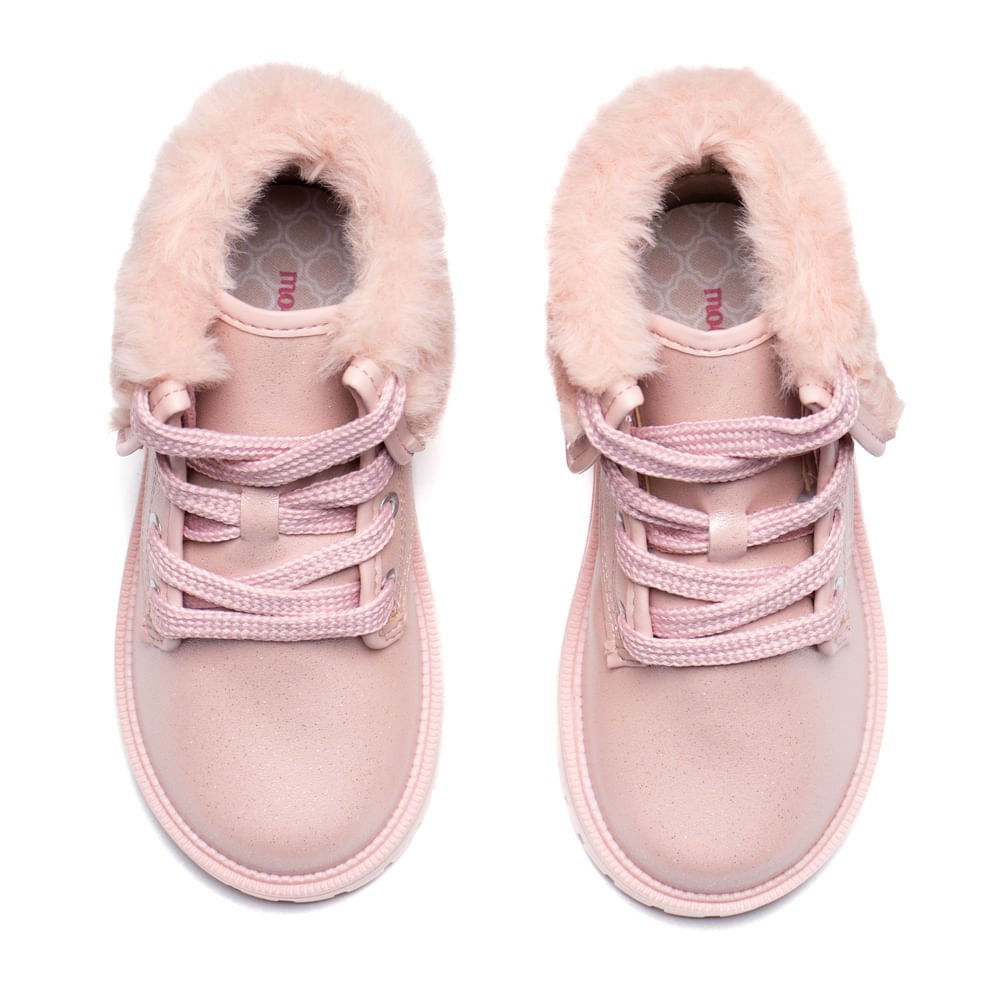 Bota Infantil Molekinha Brilho Fofo Rosa Rosa 4