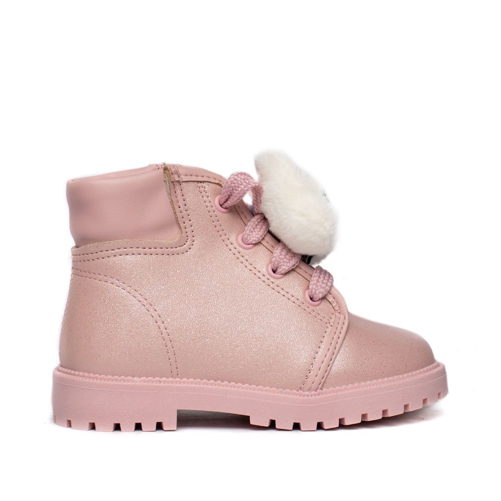 Bota Coturno Infantil Molekinha Enfeite Gatinho Rosa