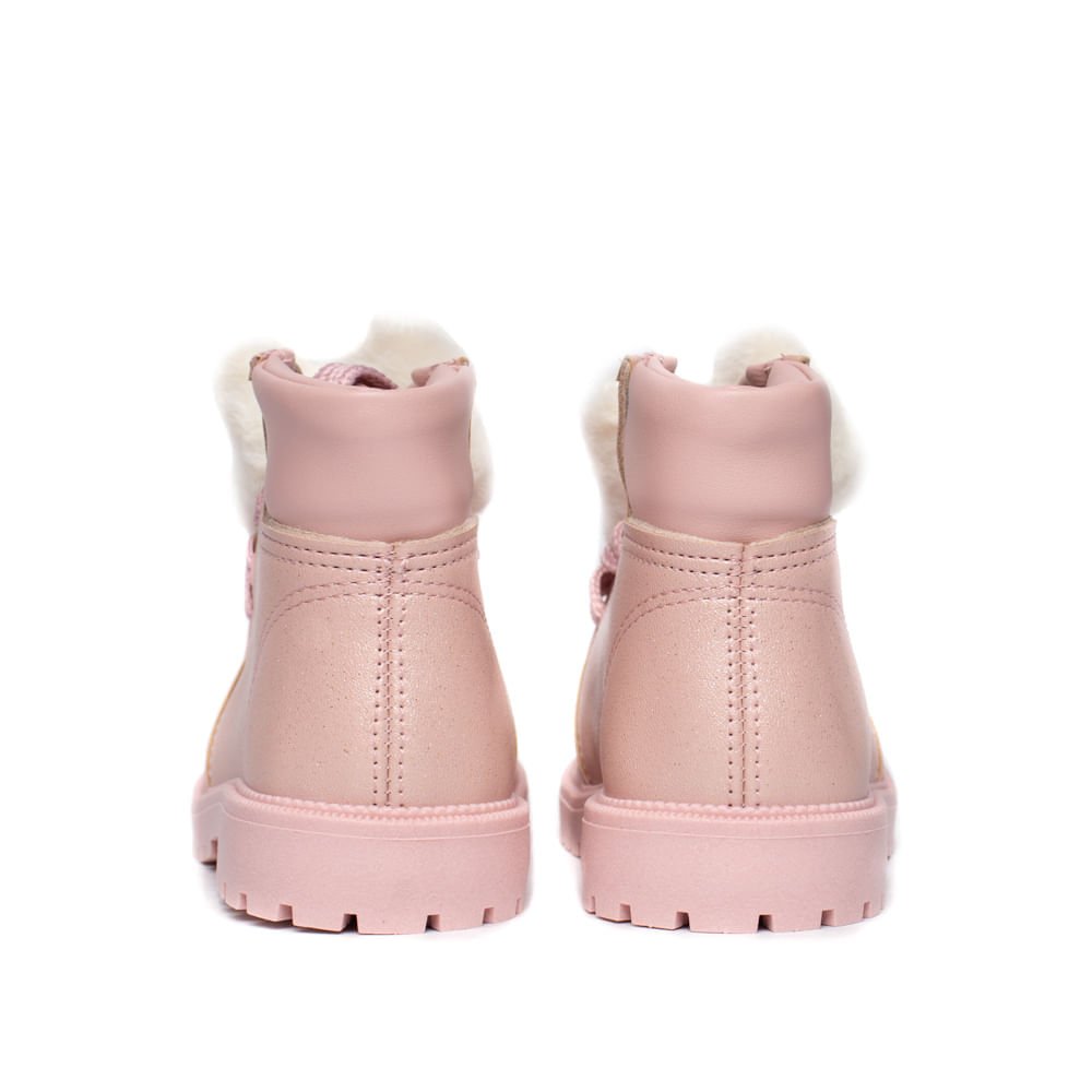Bota Coturno Infantil Molekinha Enfeite Gatinho Rosa Rosa 3