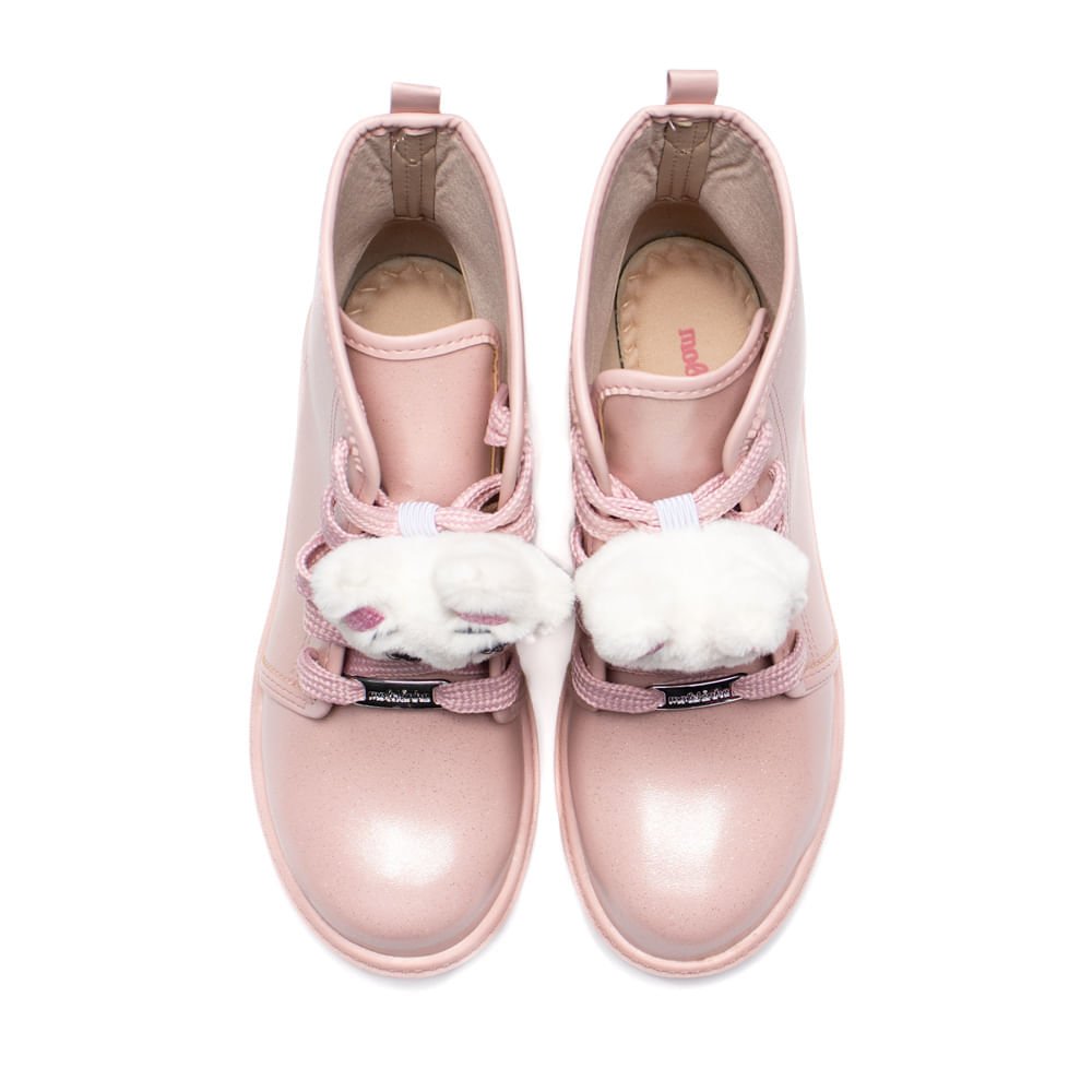 Bota Infantil Molekinha Paris Cano Médio Glitter Rosa Rosa 4